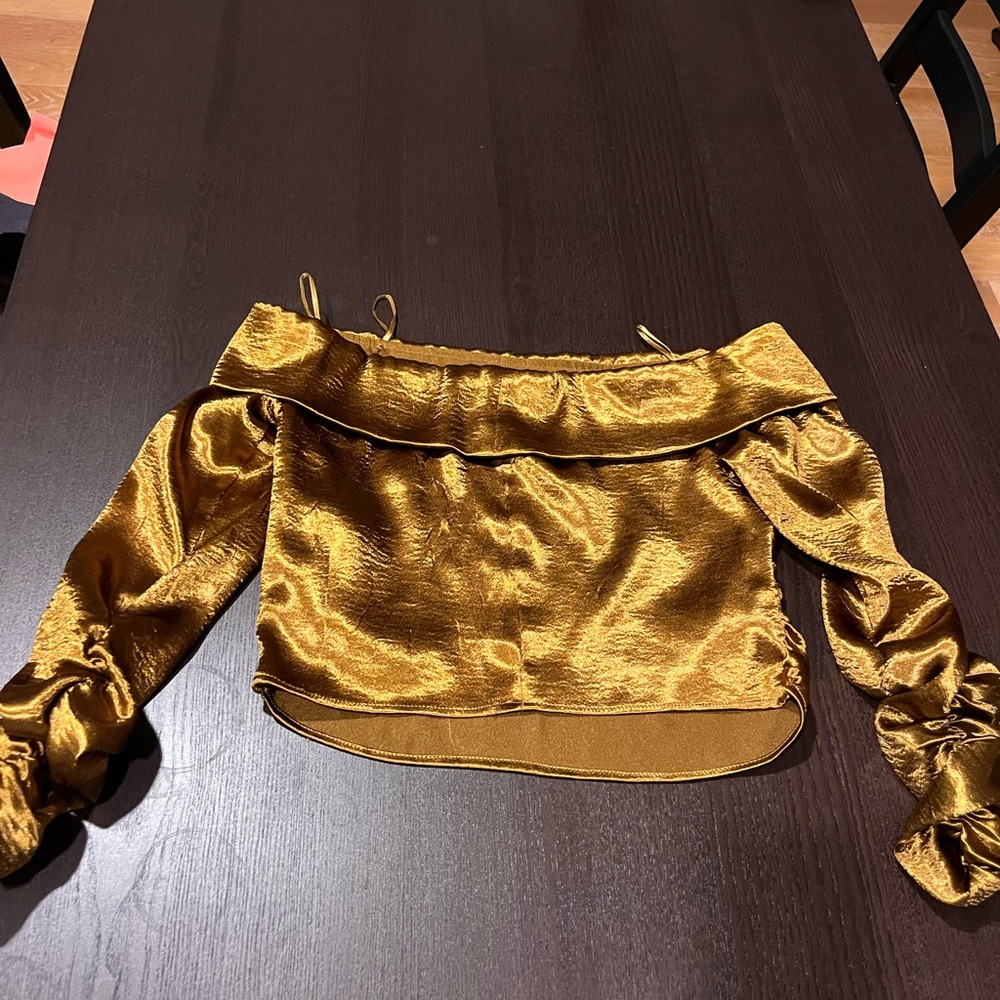 Zara Gold Off-Shoulder Blouse